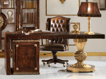 GRAND ROYAL - Rectangular Imitation leather writing desk with drawers by A.R. Arredamenti - view 2